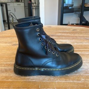 Dr. Martens Zavala Black Combat Boots with Satin Laces Size 8